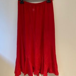 Red Ultra Suede Midi Skirt